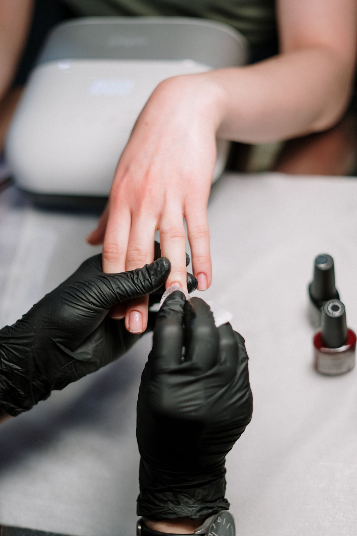 Manicure service at a nail salon